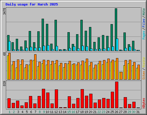 Daily usage for March 2025