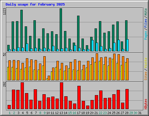 Daily usage for February 2025