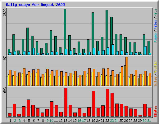 Daily usage for August 2025