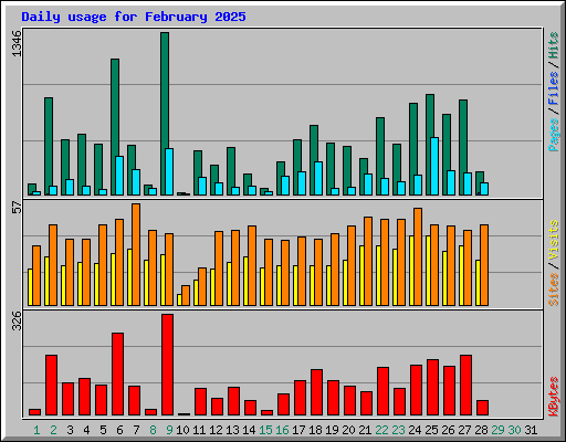 Daily usage for February 2025