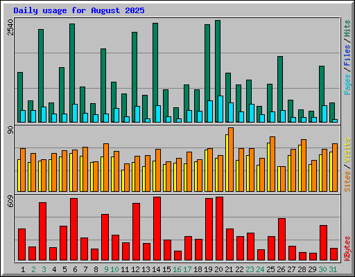 Daily usage for August 2025